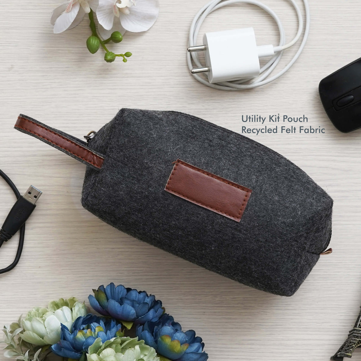 Convenient Black Utility Kit Pouch - Eco-Friendly Travel Companion