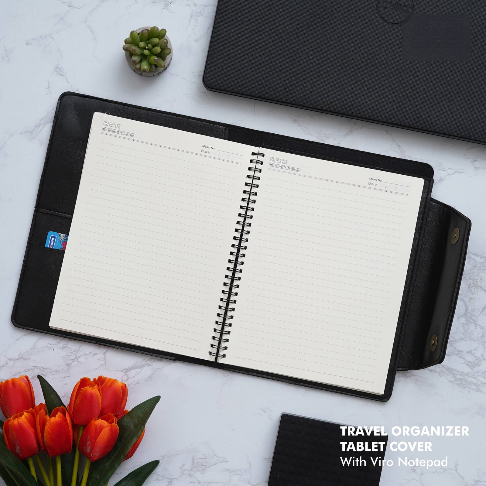 Vegan Leather Travel Organizer with Viro Notebook