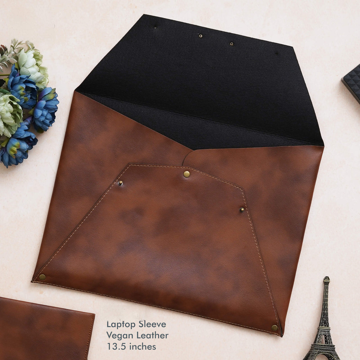 Stylish Tan Vegan Leather Laptop Sleeve - Fits Up to 13.5 Inch Laptop