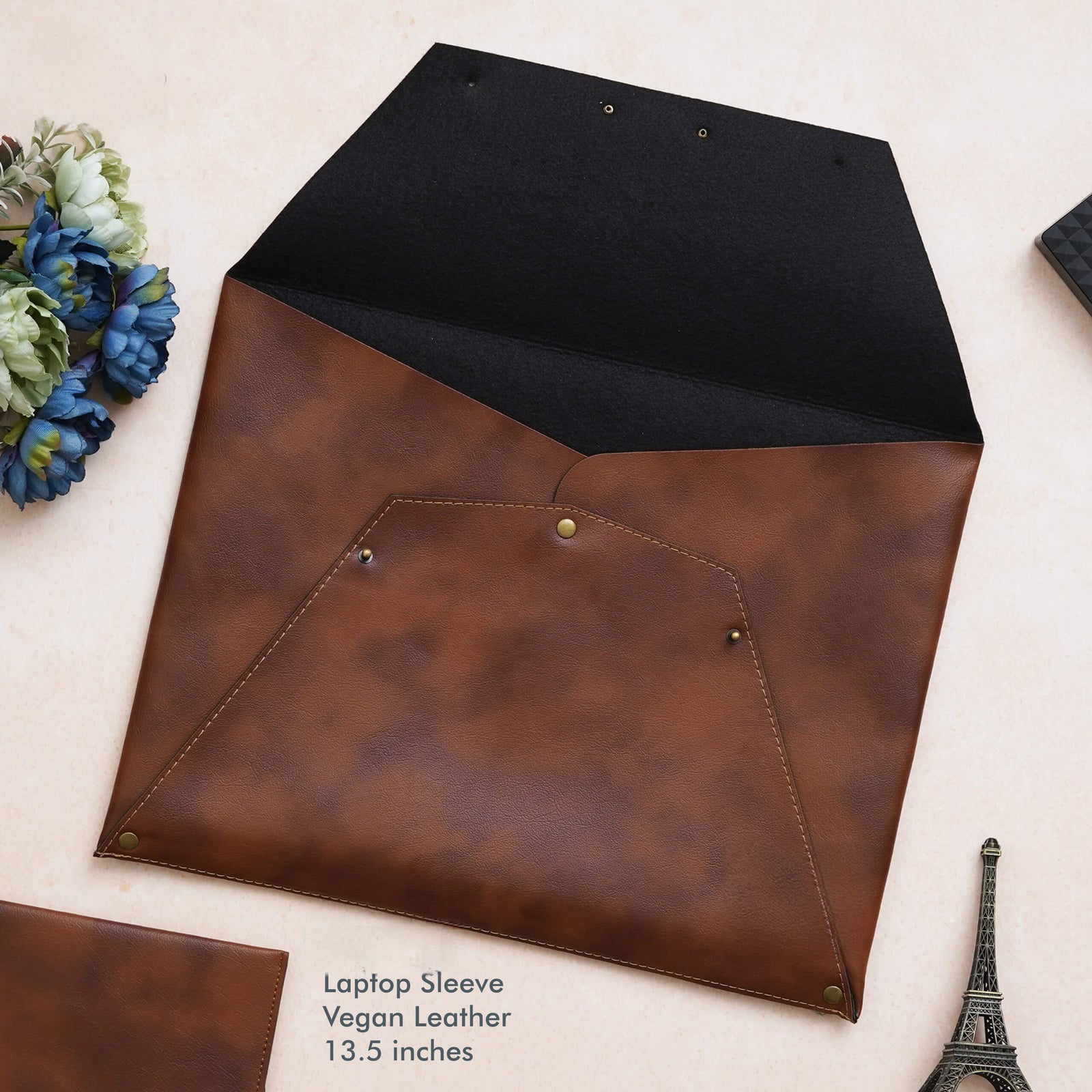Stylish Tan Vegan Leather Laptop Sleeve - Fits Up to 13.5 Inch Laptop