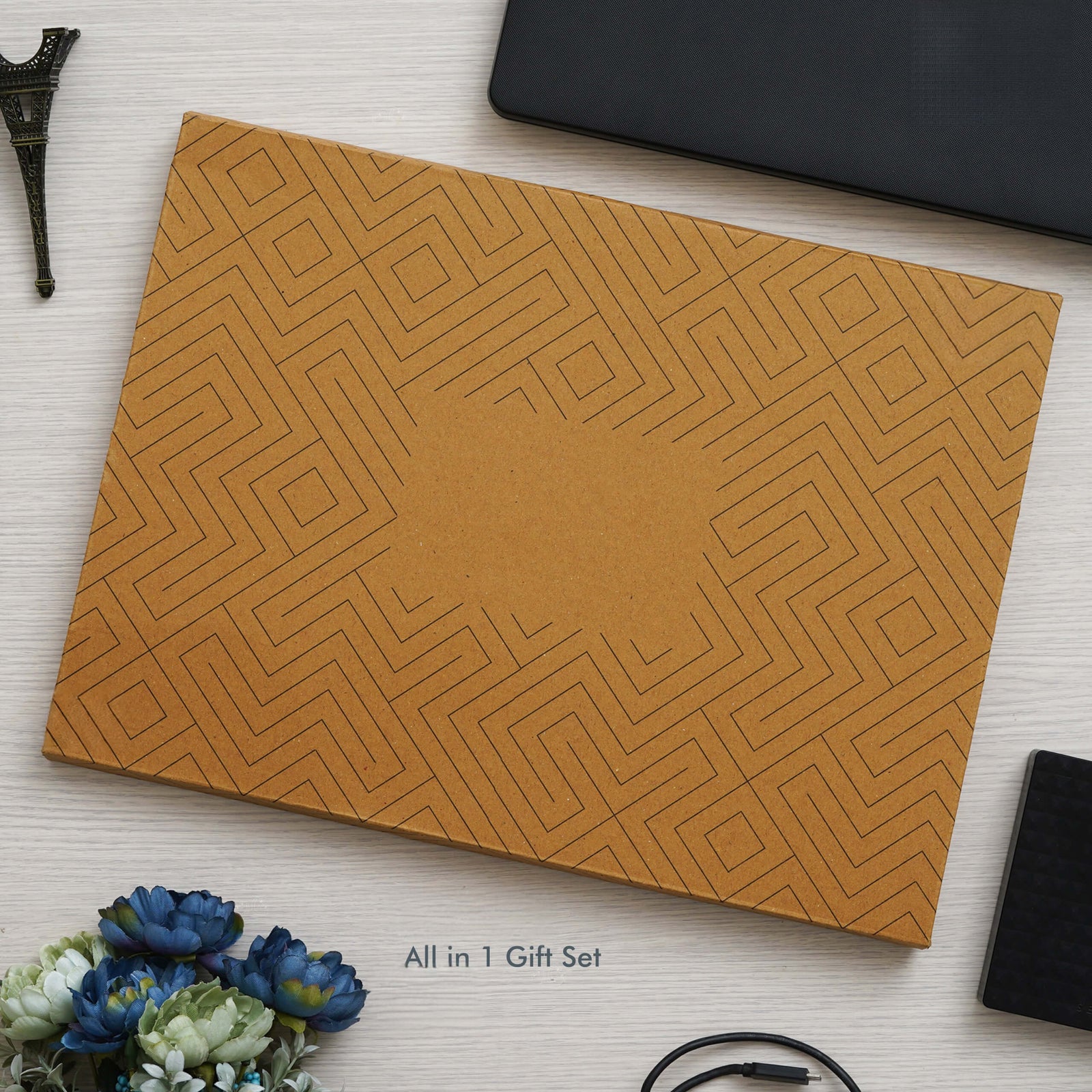 Sophisticated Tan Vegan Leather Office Gift Set - Elevate Your Workspace