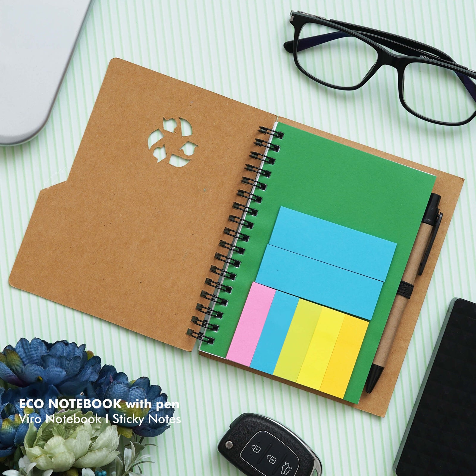 Eco-Friendly Brown Notebook Gift Set - Sustainable Stationery
