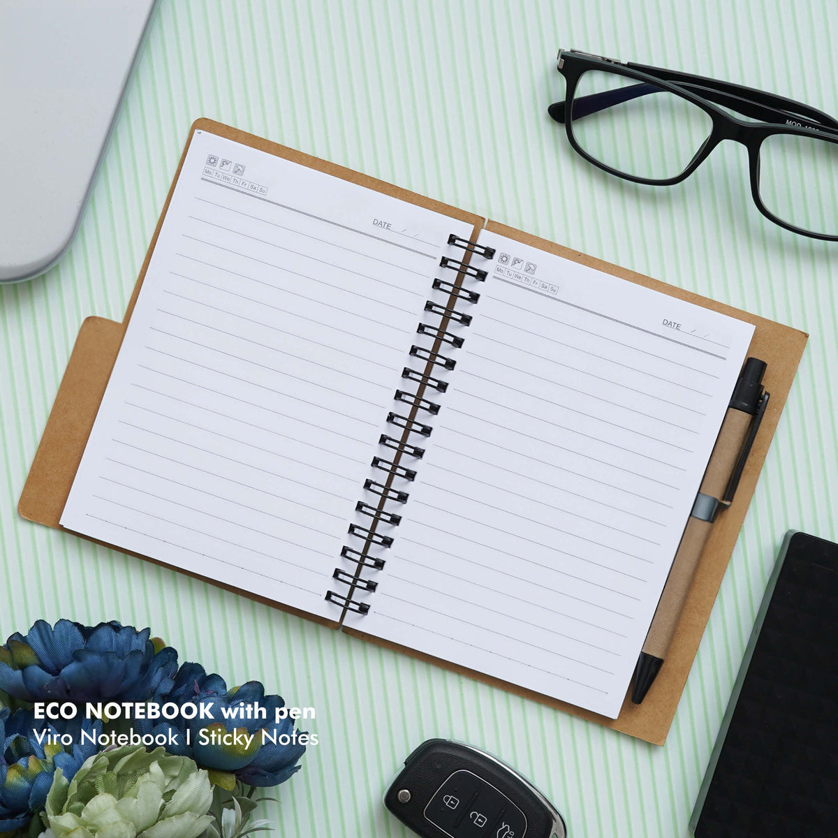 Eco-Friendly Brown Notebook Gift Set - Sustainable Stationery Solution
