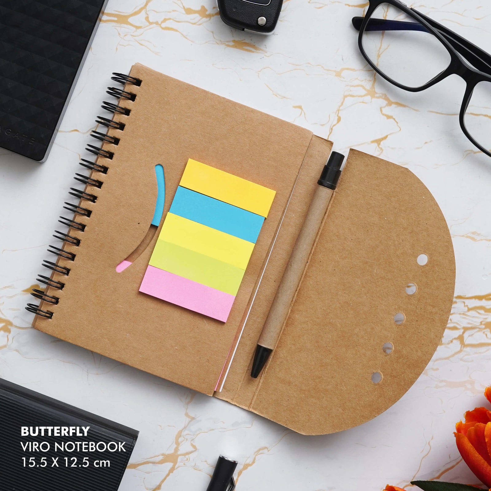 Personalized Brown Viro Notebook Gift Set - Stylish & Eco-Conscious