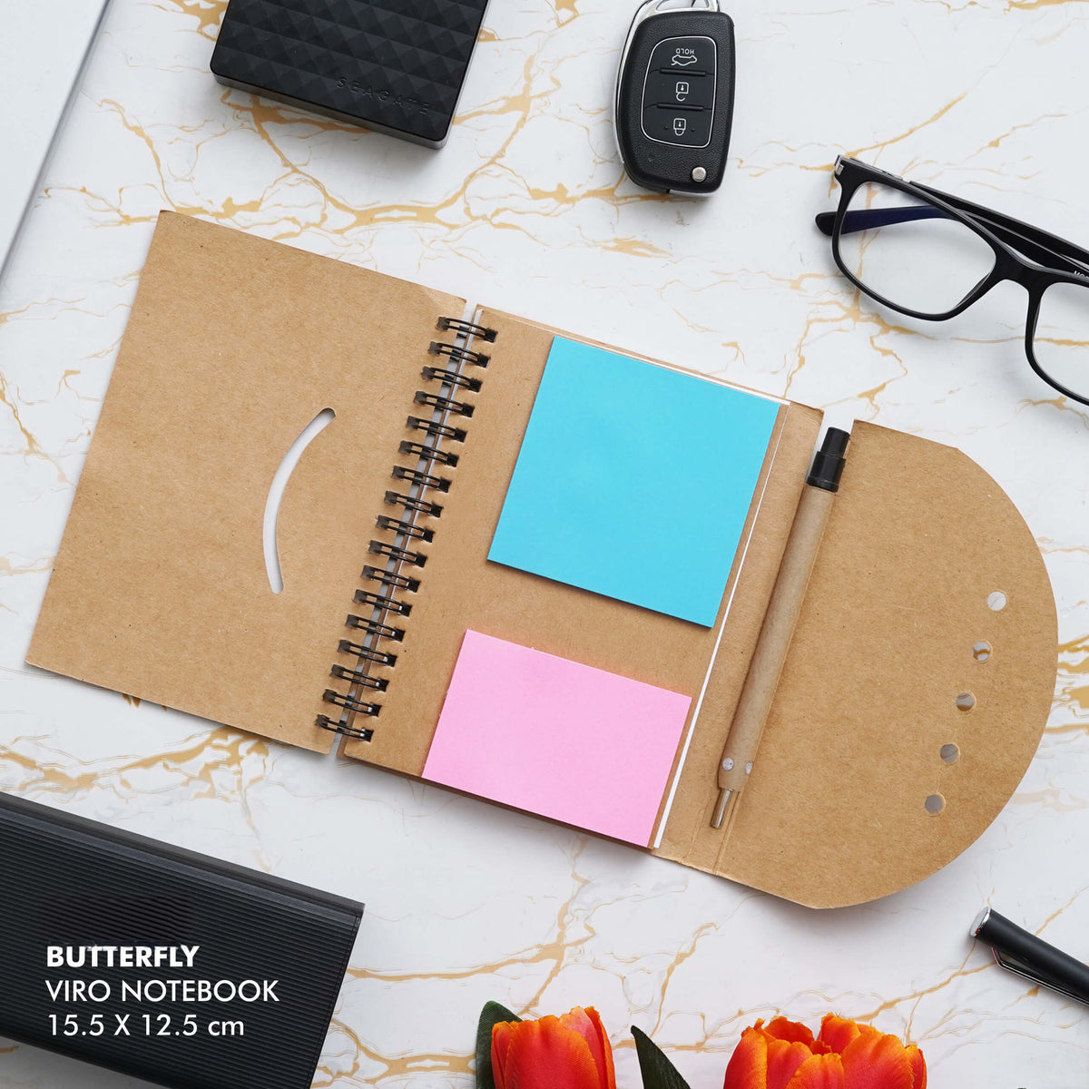 Personalized Brown Viro Notebook Gift Set - Stylish & Eco-Conscious