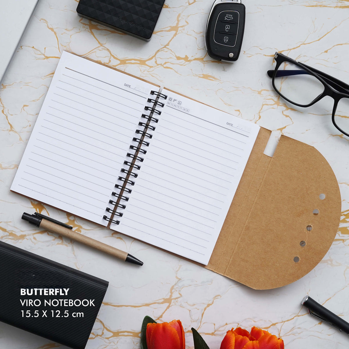 Personalized Brown Viro Notebook Gift Set - Stylish & Eco-Conscious