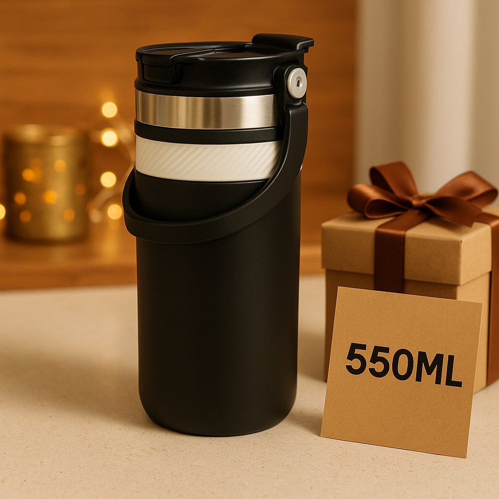 Premium stainless steel water bottle 550ml – sleek reusable drinkware for travel, office, and gifting