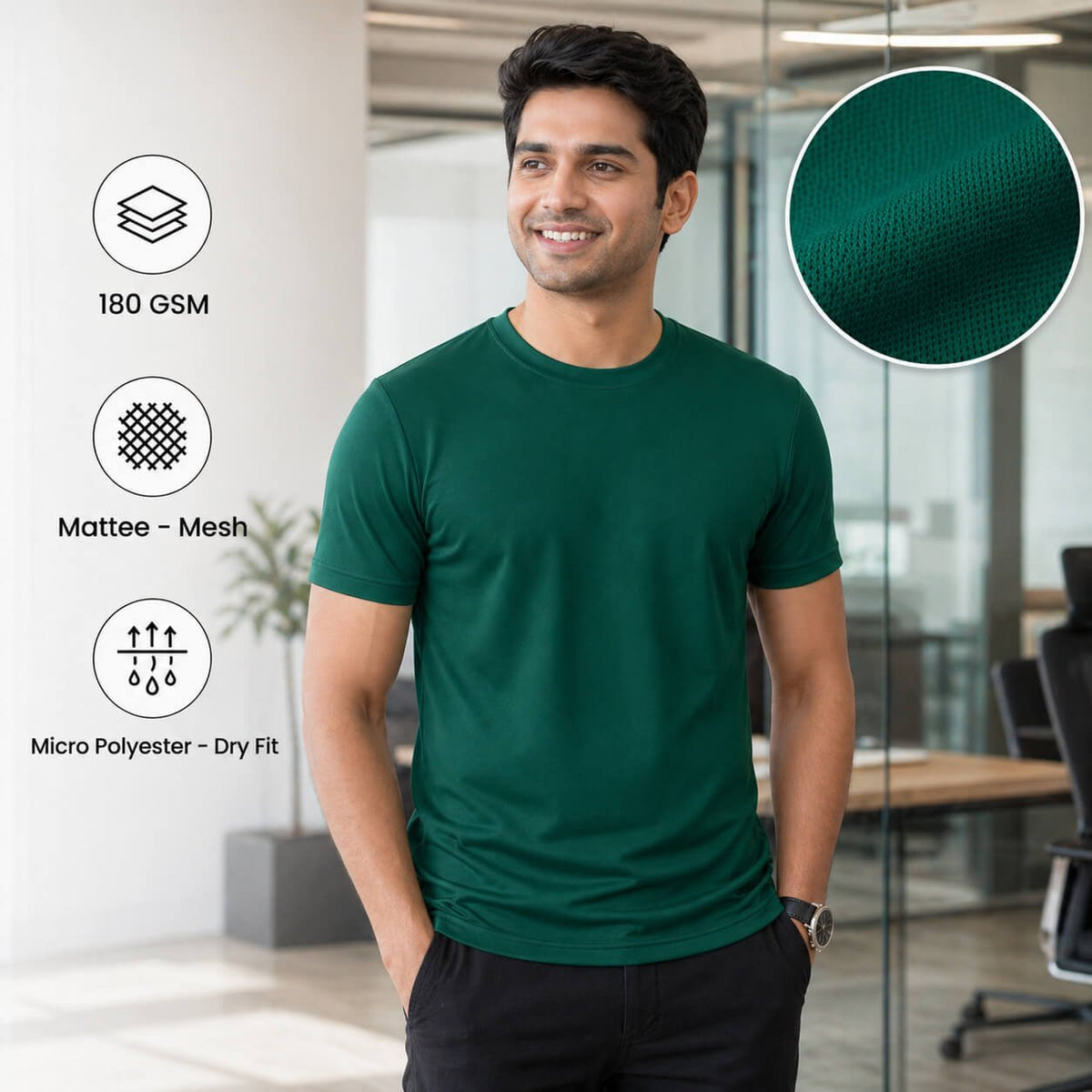 Yankees Bottle Green round-neck T-shirt for corporate gifting