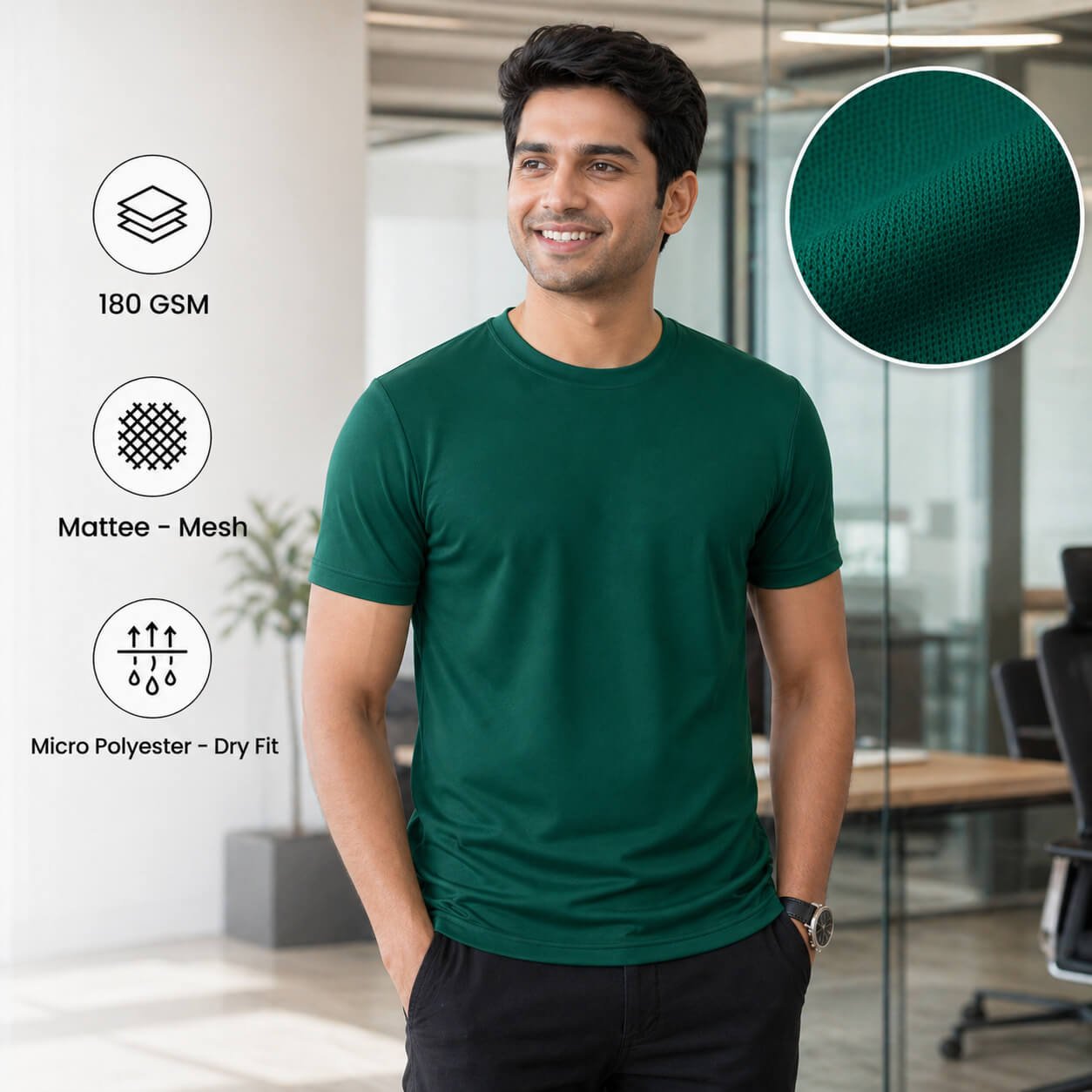 Yankees Bottle Green round-neck T-shirt for corporate gifting
