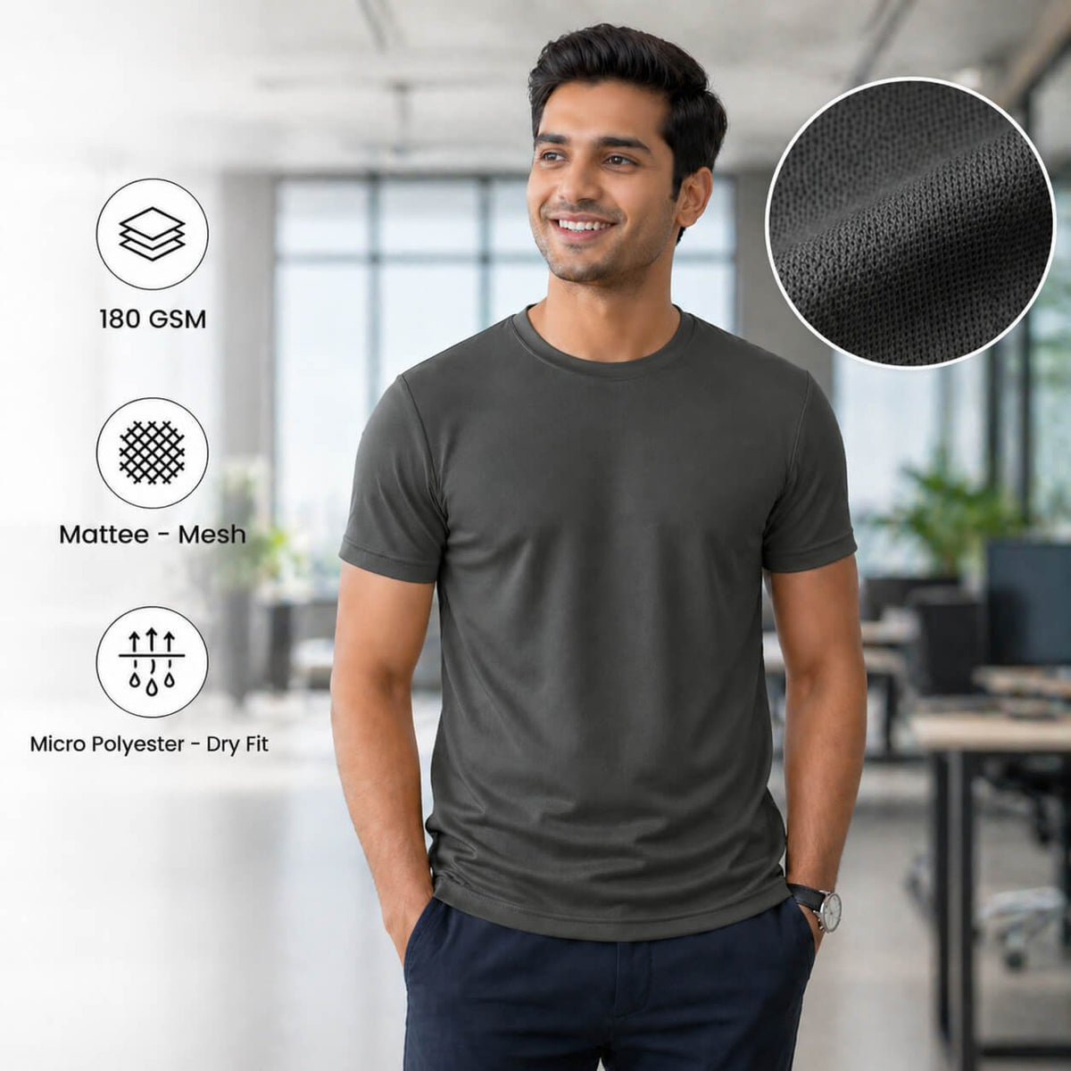 Yankees Dark Grey round-neck T-shirt for corporate gifting