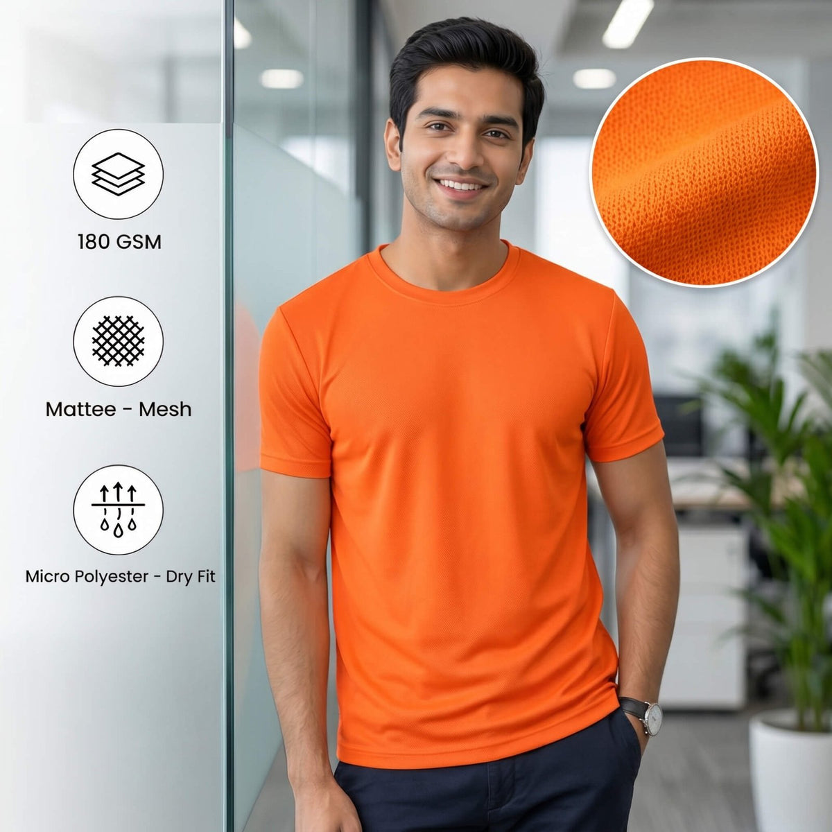 Yankees Neon Orange round-neck T-shirt for corporate gifting
