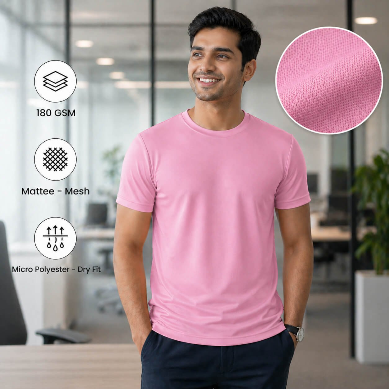 Yankees Pink round-neck T-shirt for corporate gifting