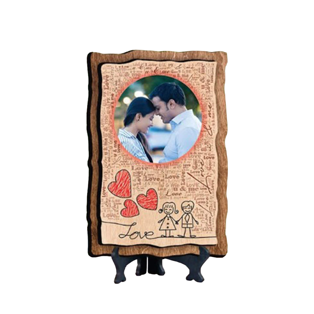 Wooden Photo Frame Plaque - MDF Wood, 6x8 Inches, Table Top Display