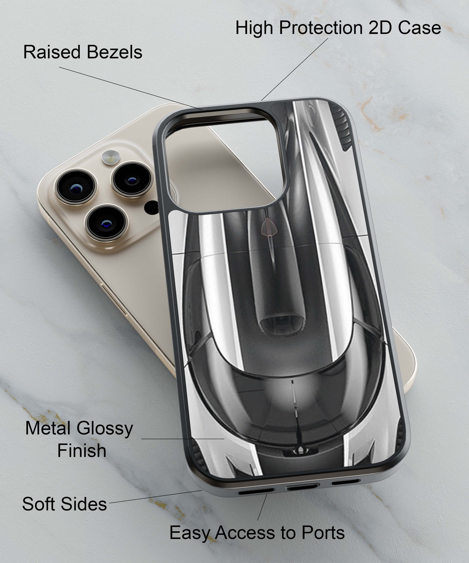 A Grey Sports Convertible Pic Back Cover for 2D Hybrid TPU And Metal CaseBT0217Hybrid Metal TPU-Image 2