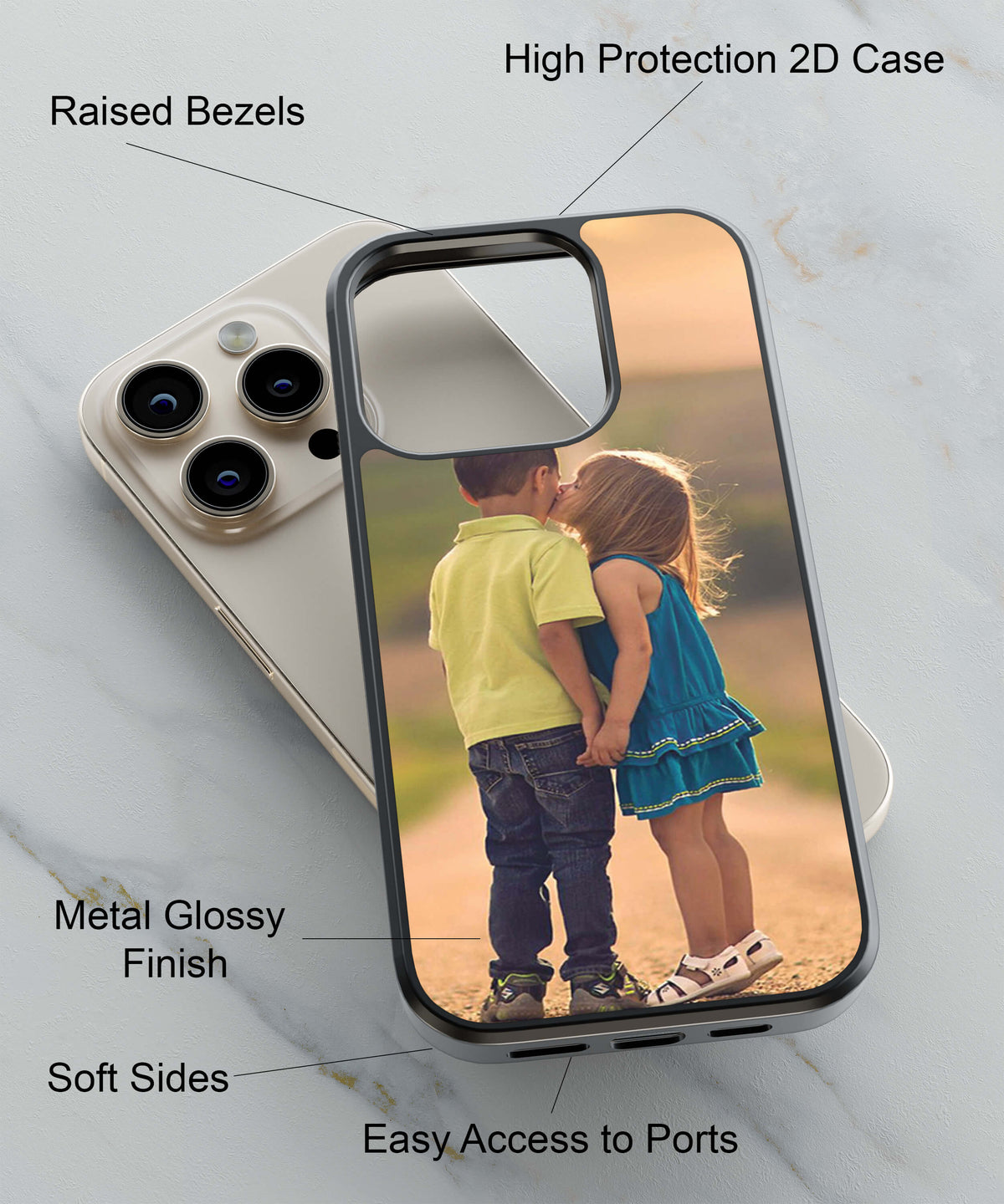 A Small Girl Whispering To  A Boy Back Cover for 2D Hybrid TPU And Metal CaseBT0155Hybrid Metal TPU-Image 2