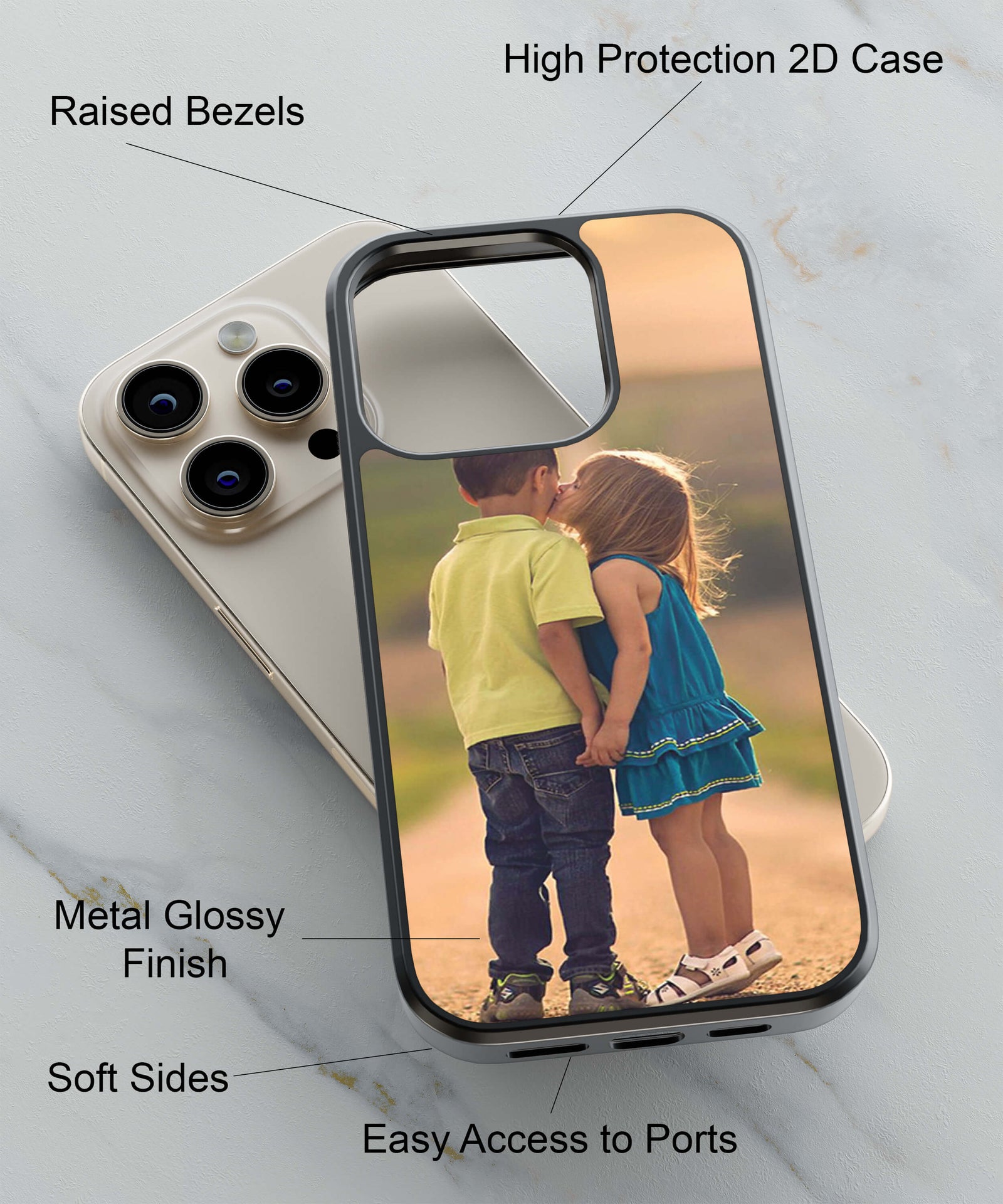 A Small Girl Whispering To  A Boy Back Cover for 2D Hybrid TPU And Metal CaseBT0155Hybrid Metal TPU-Image 2