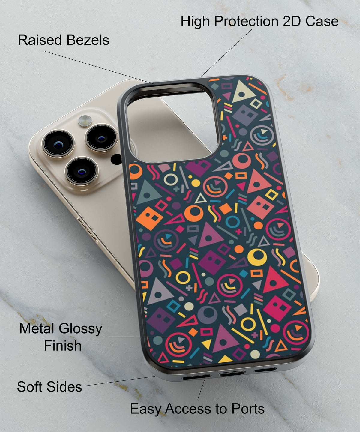 Abstract Pattern Back Cover for 2D Hybrid TPU And Metal CasePS1304Hybrid Metal TPU-Image 2