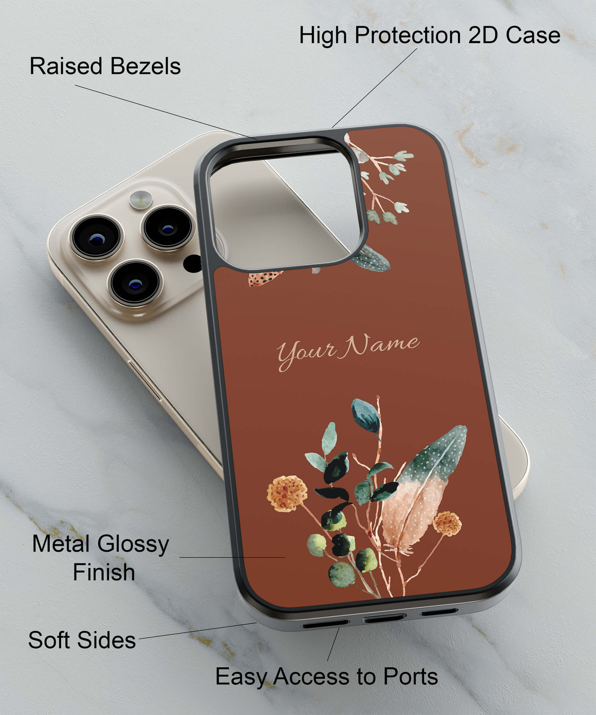 Amazing Plants with Name Back Cover for 2D Hybrid TPU And Metal CaseIK5011Hybrid Metal TPU-Image 2