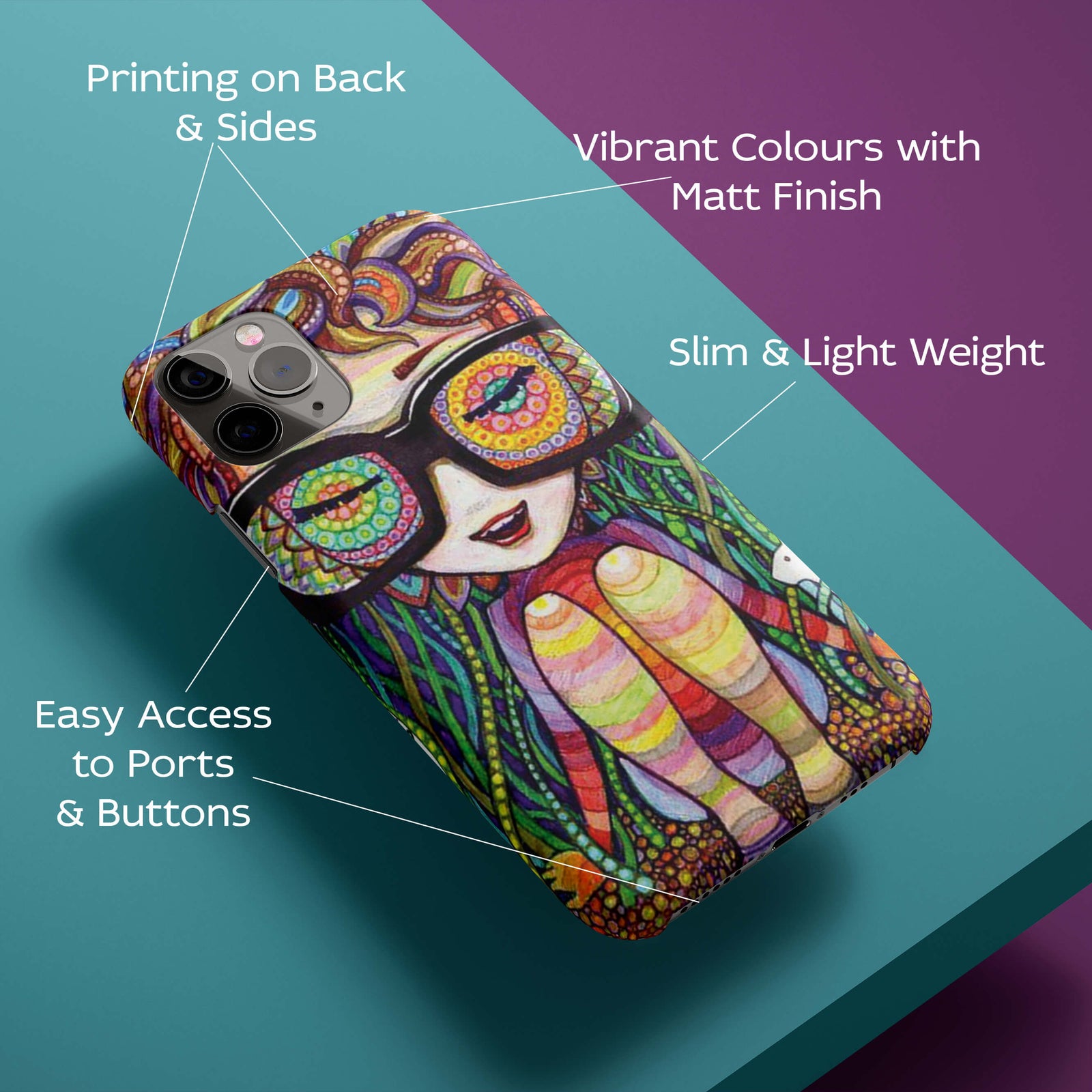 Animated Multicoloured Girl Sitting In A Forest Back Cover for HardPlasticBT0058Hard Plastic-Image 2