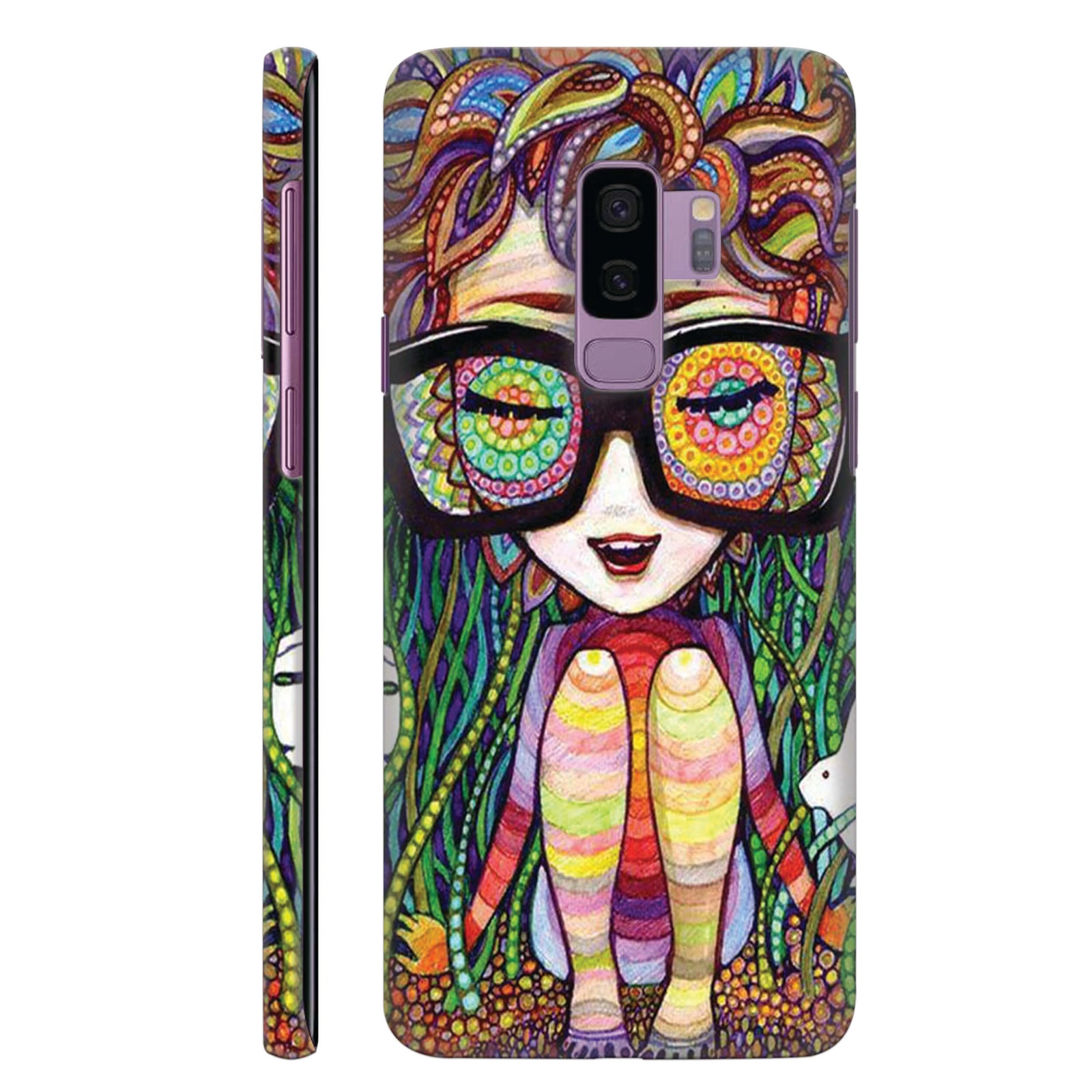 Animated Multicoloured Girl Sitting In A Forest Back Cover for HardPlasticBT0058Hard Plastic