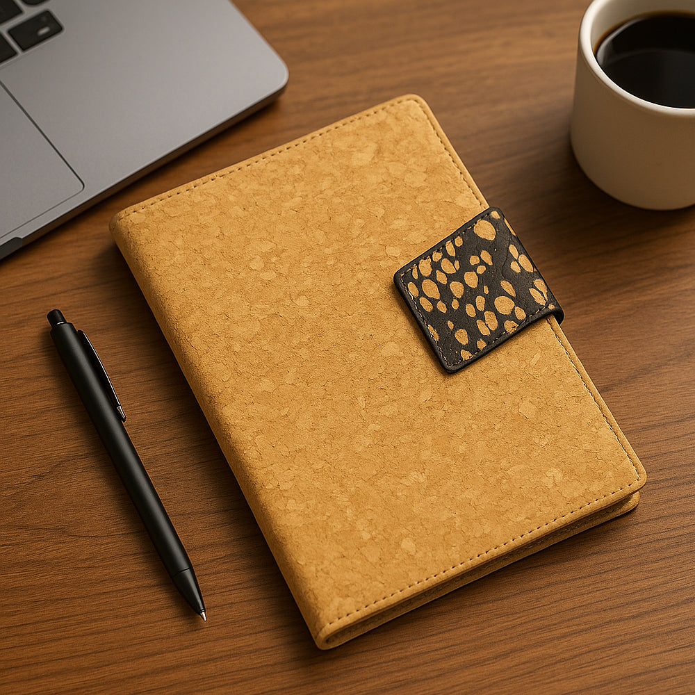 B203 – Cork Duomag: A5 Cork Notebook with Magnetic Flap Closure