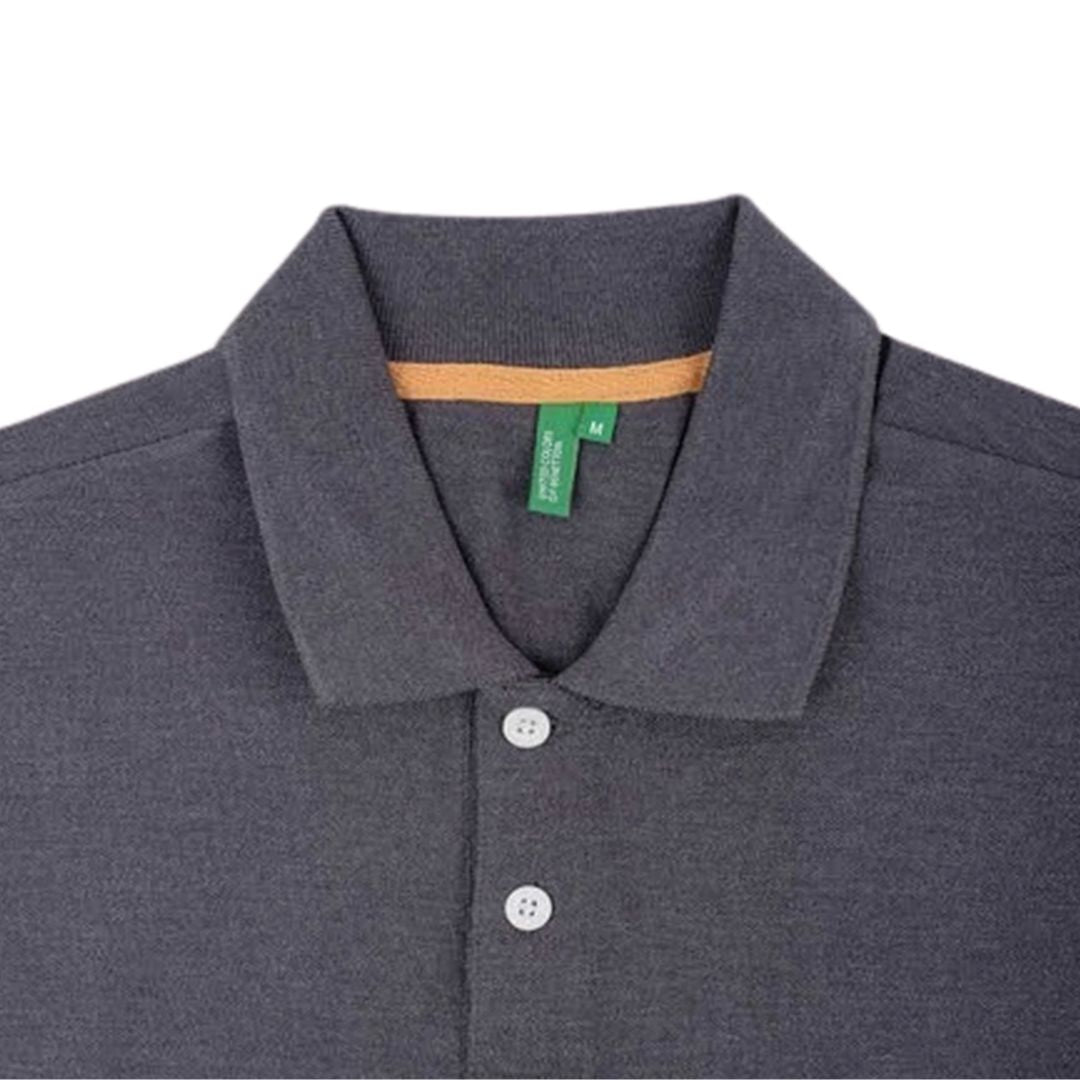 UCB Polo T-Shirt Collar and Button Closeup – Charcoal Grey