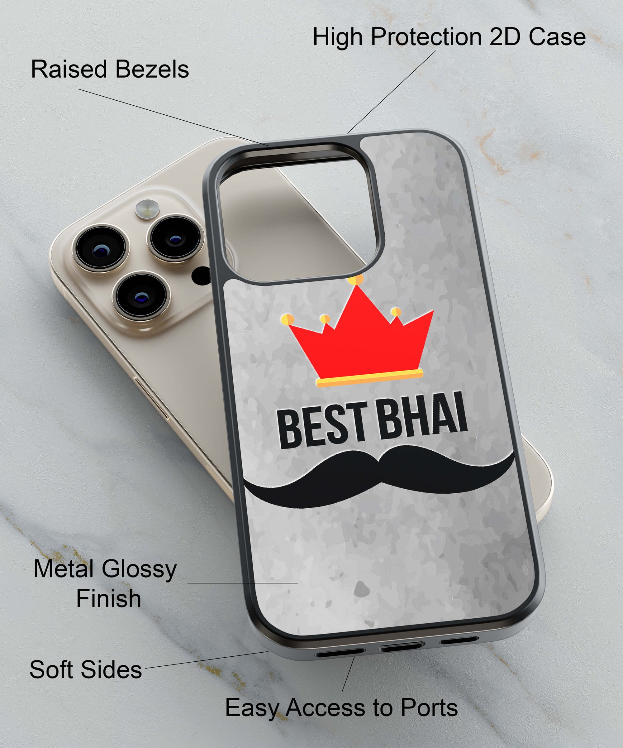 Best Bhai Back Cover for 2D Hybrid TPU And Metal CaseU0033Hybrid Metal TPU-Image 2