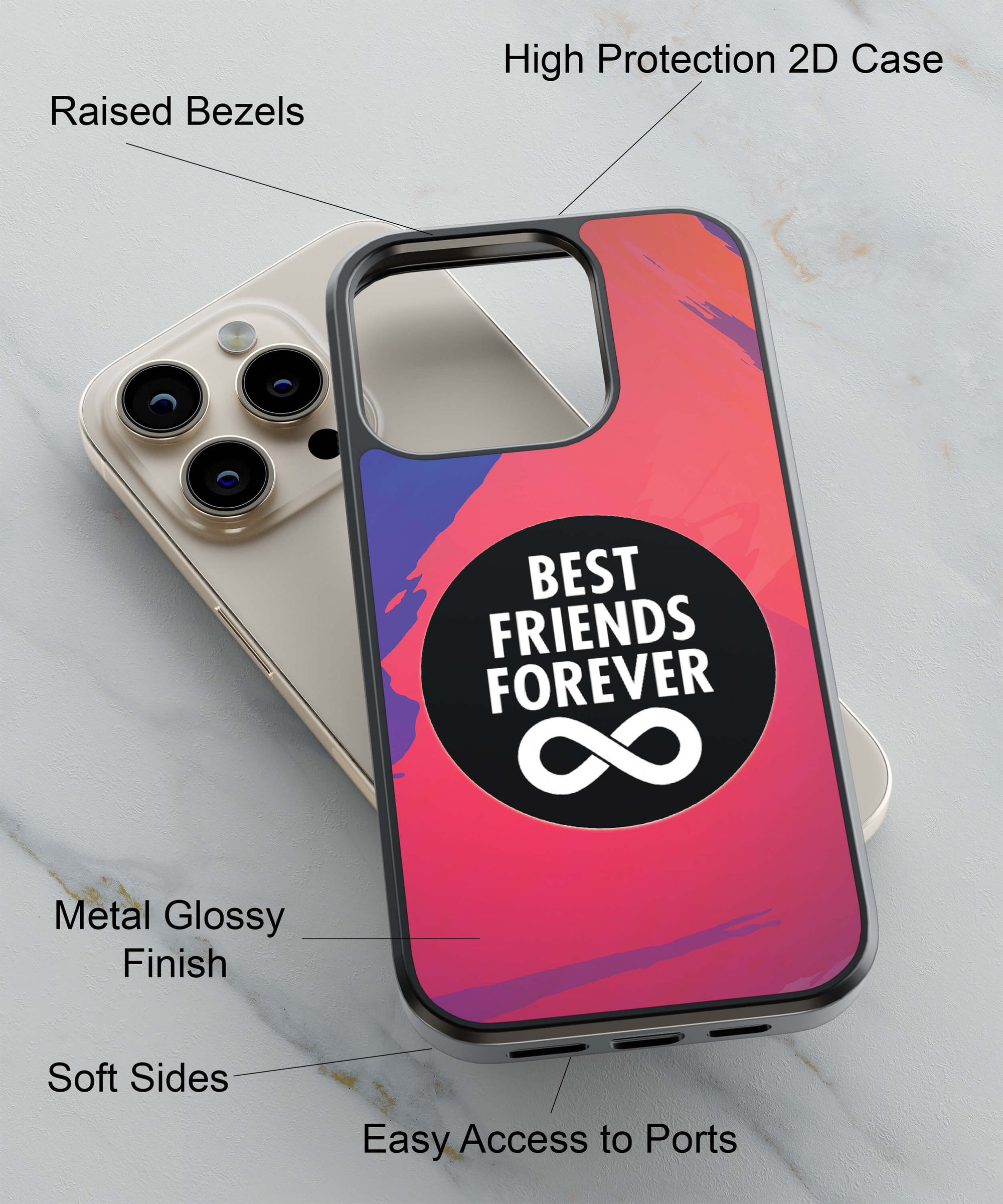 Best Friends Forever Back Cover for 2D Hybrid TPU And Metal CaseU0025Hybrid Metal TPU-Image 2