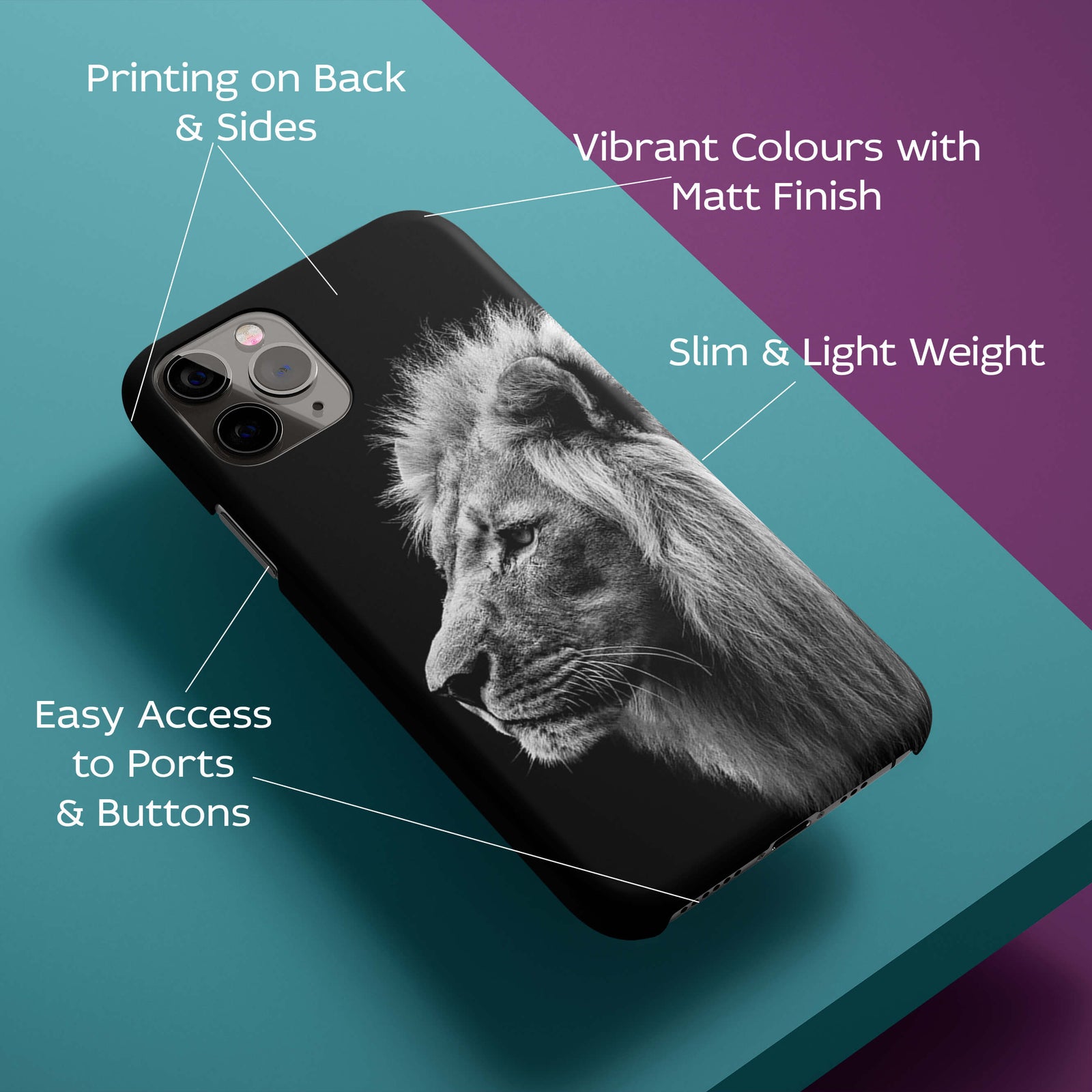 Black And White Vintage Side Pose Of A Lion Back Cover for HardPlasticBT0013Hard Plastic