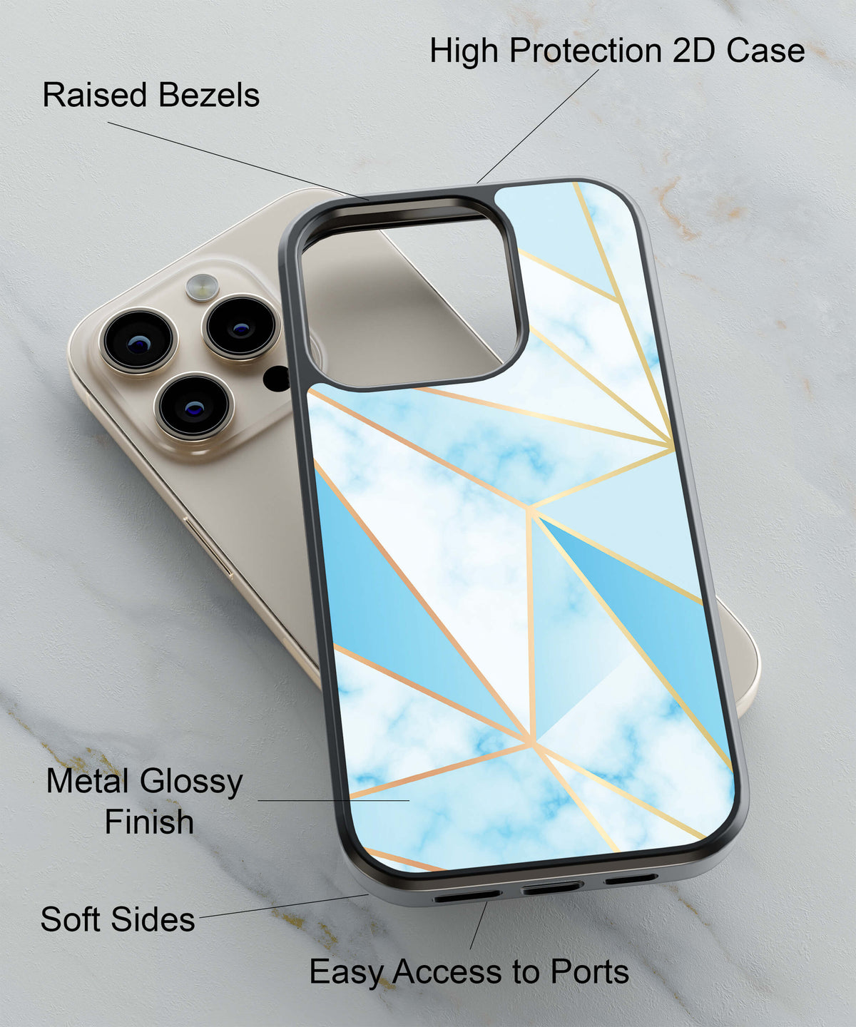 Blue Marble Back Cover for 2D Hybrid TPU And Metal CaseIK0022Hybrid Metal TPU-Image 2