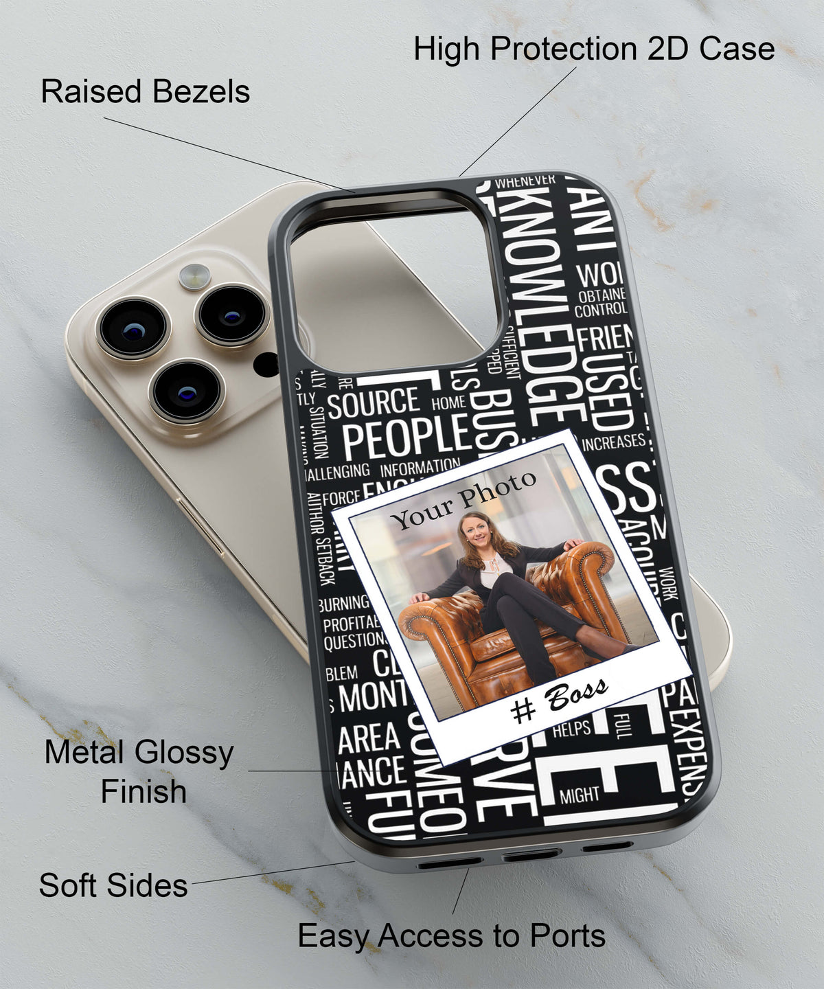 Boss with Photo Back Cover for 2D Hybrid TPU And Metal CaseA0528Hybrid Metal TPU-Image 2