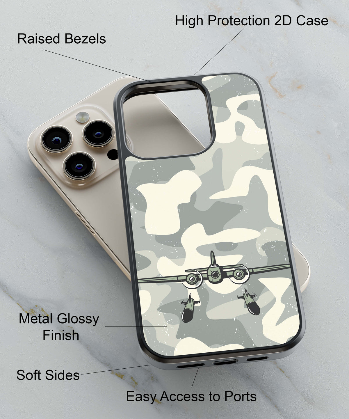 Camouflage Air Back Cover for 2D Hybrid TPU And Metal CaseGF0108Hybrid Metal TPU-Image 2