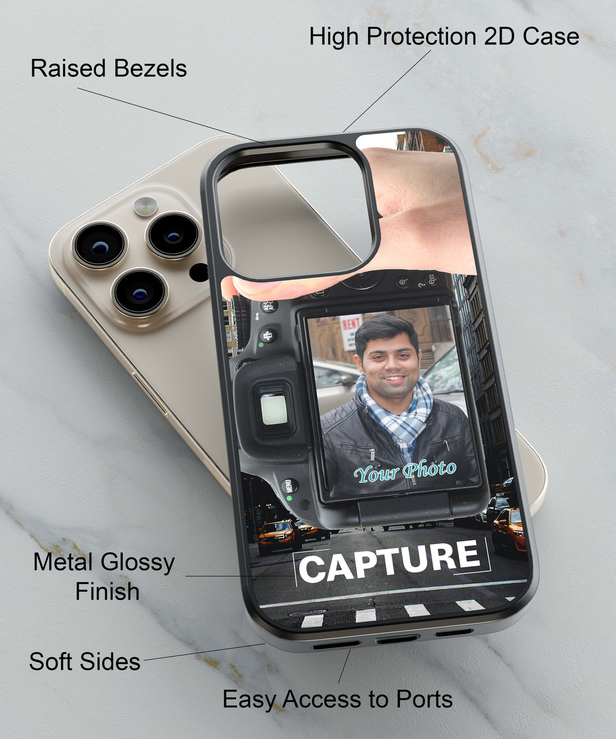 Capture Photo Back Cover for 2D Hybrid TPU And Metal CaseA0526Hybrid Metal TPU-Image 2