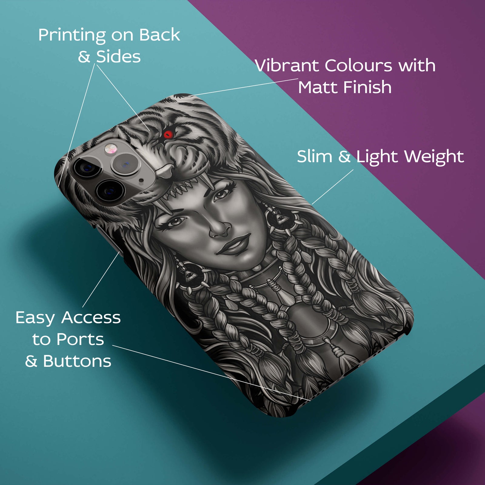 Charming Lady with Tiger Back Cover for HardPlasticU0196Hard Plastic