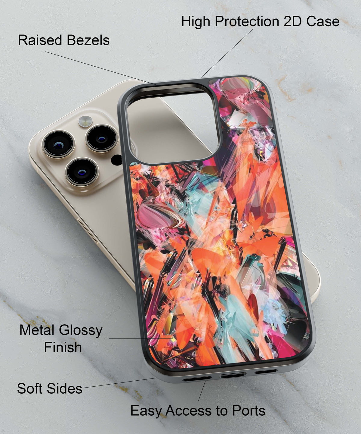 Classy Modern Art Back Cover for 2D Hybrid TPU And Metal CaseIK0051Hybrid Metal TPU-Image 2
