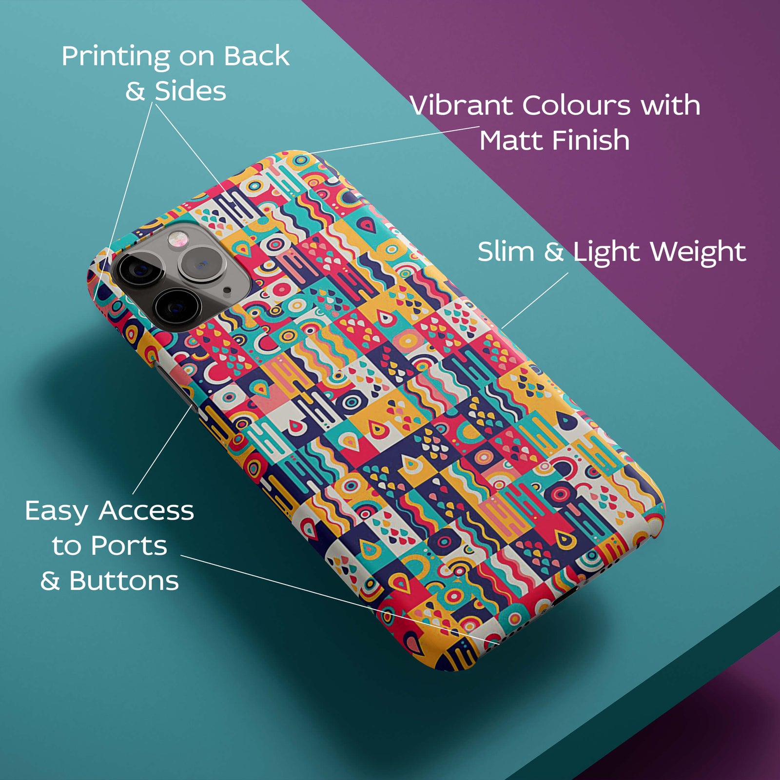 Colourful Repeating Pattern Back Cover for HardPlasticAA0038Hard Plastic