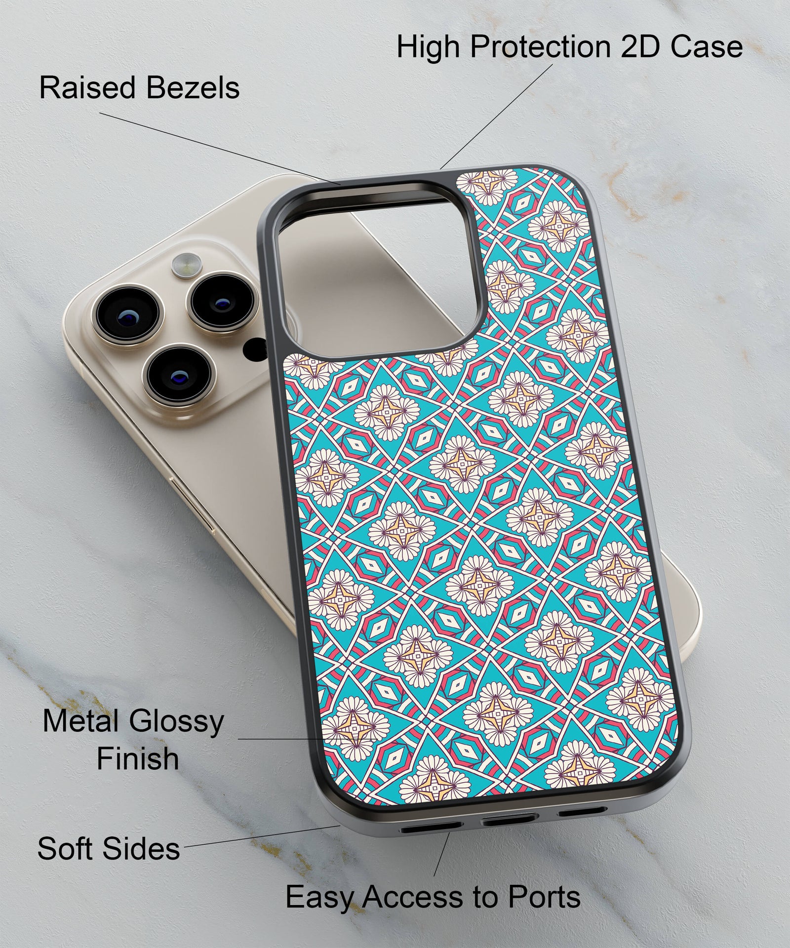 Cool Classic Pattern Back Cover for 2D Hybrid TPU And Metal CaseIK0045Hybrid Metal TPU-Image 2