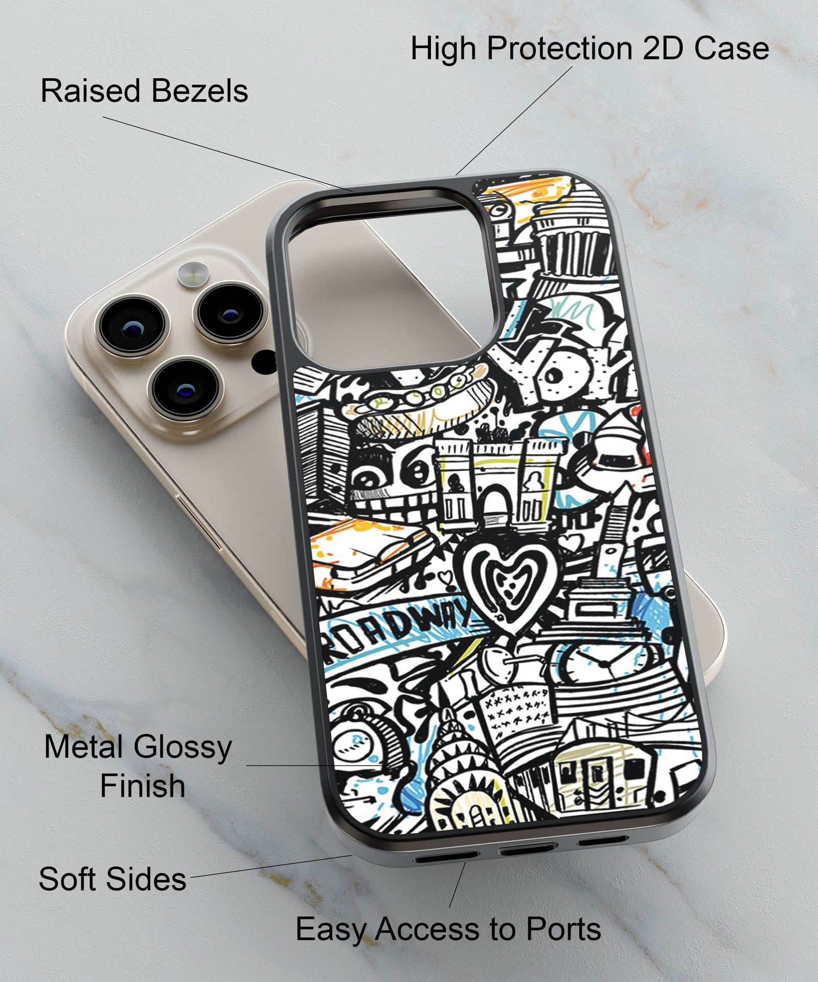 Cool Graffiti Back Cover for 2D Hybrid TPU And Metal CaseD2074Hybrid Metal TPU-Image 2