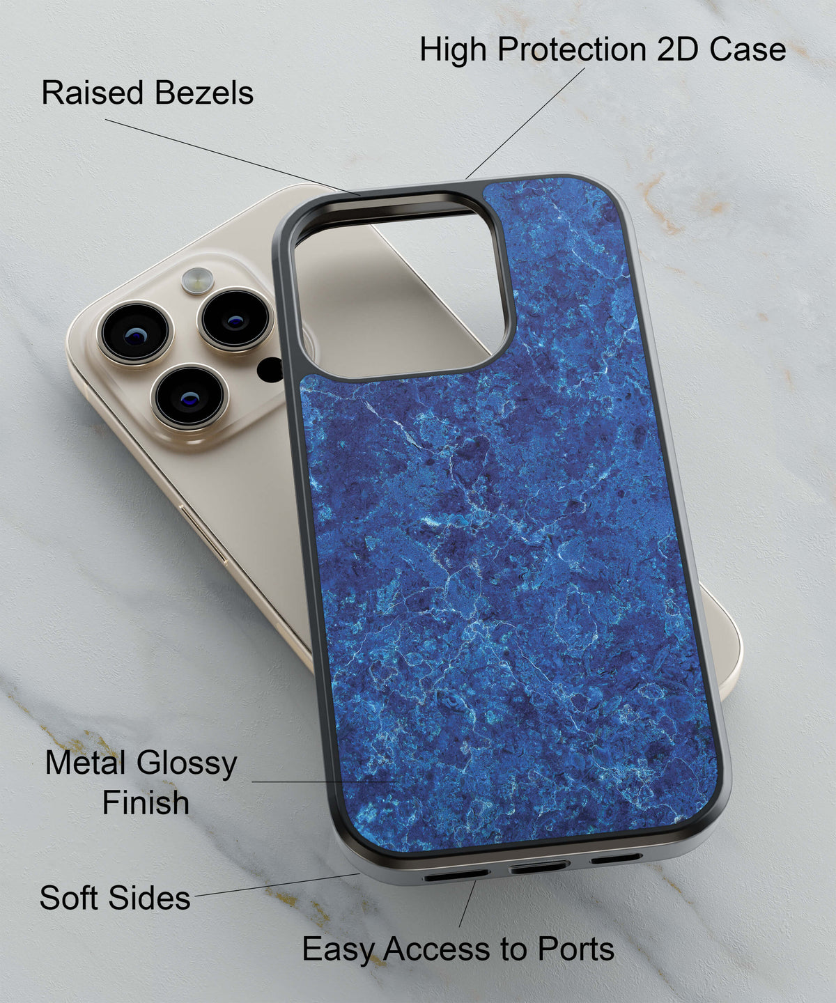Coolest Blue Pattern Back Cover for 2D Hybrid TPU And Metal CaseIK0030Hybrid Metal TPU-Image 2