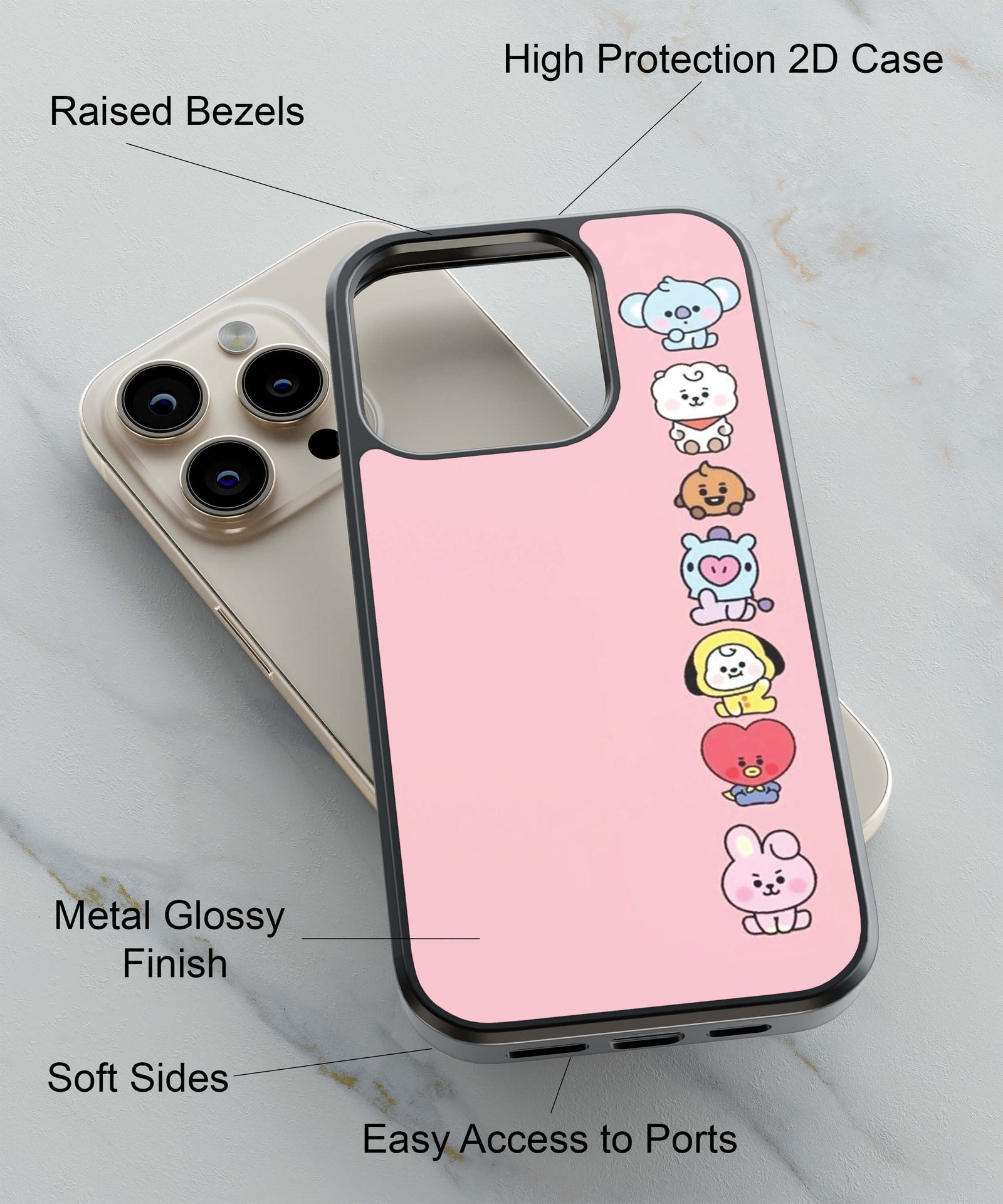 Cute Loving Animals Girly Back Cover for 2D Hybrid TPU And Metal CasePS1321Hybrid Metal TPU-Image 2
