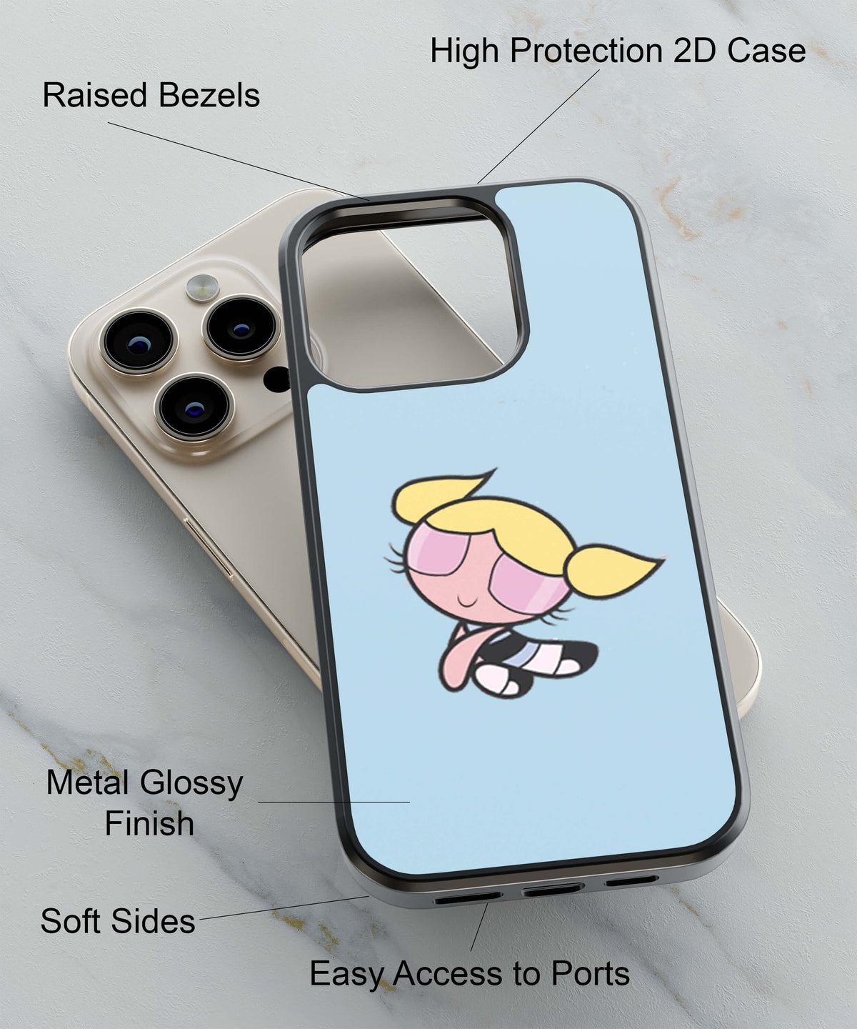 Cutie Girl Back Cover for 2D Hybrid TPU And Metal CaseAA0029Hybrid Metal TPU-Image 2