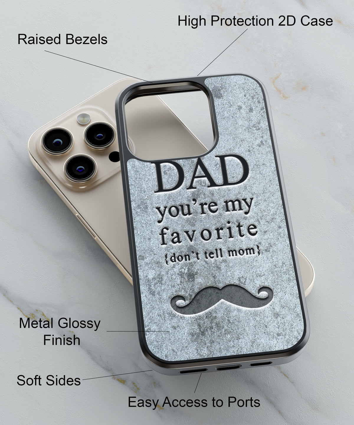 Dad You're my Favourite Back Cover for 2D Hybrid TPU And Metal CaseG0037Hybrid Metal TPU-Image 2