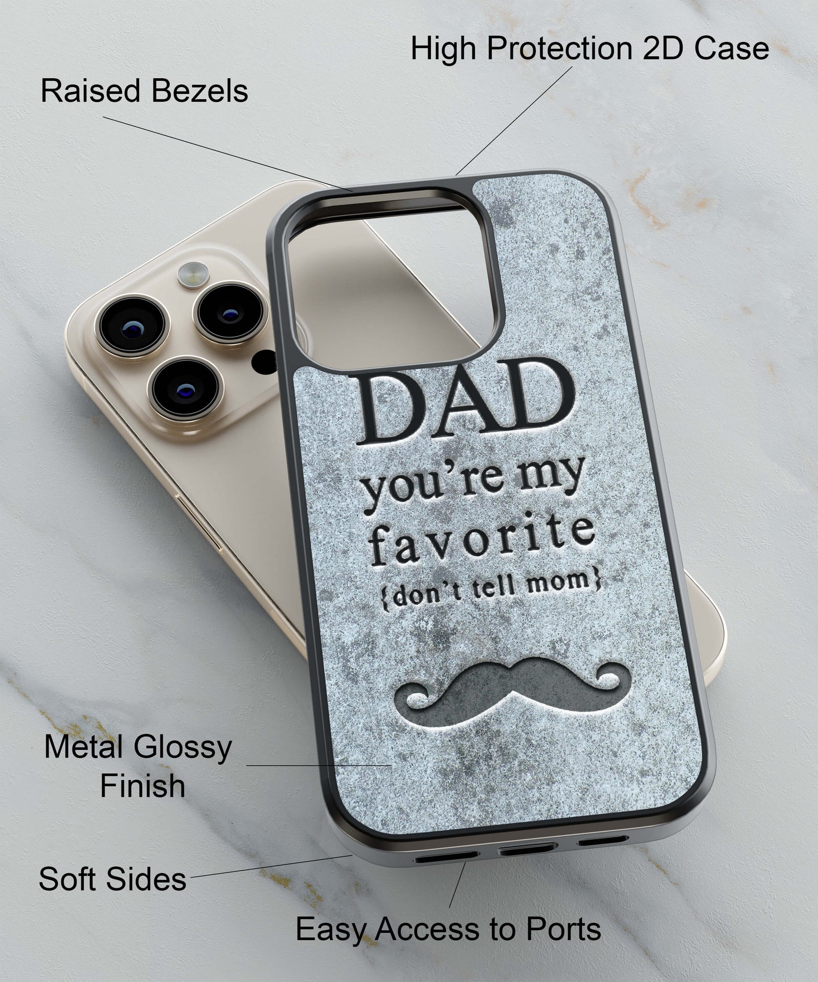 Dad You're my Favourite Back Cover for 2D Hybrid TPU And Metal CaseG0037Hybrid Metal TPU-Image 2