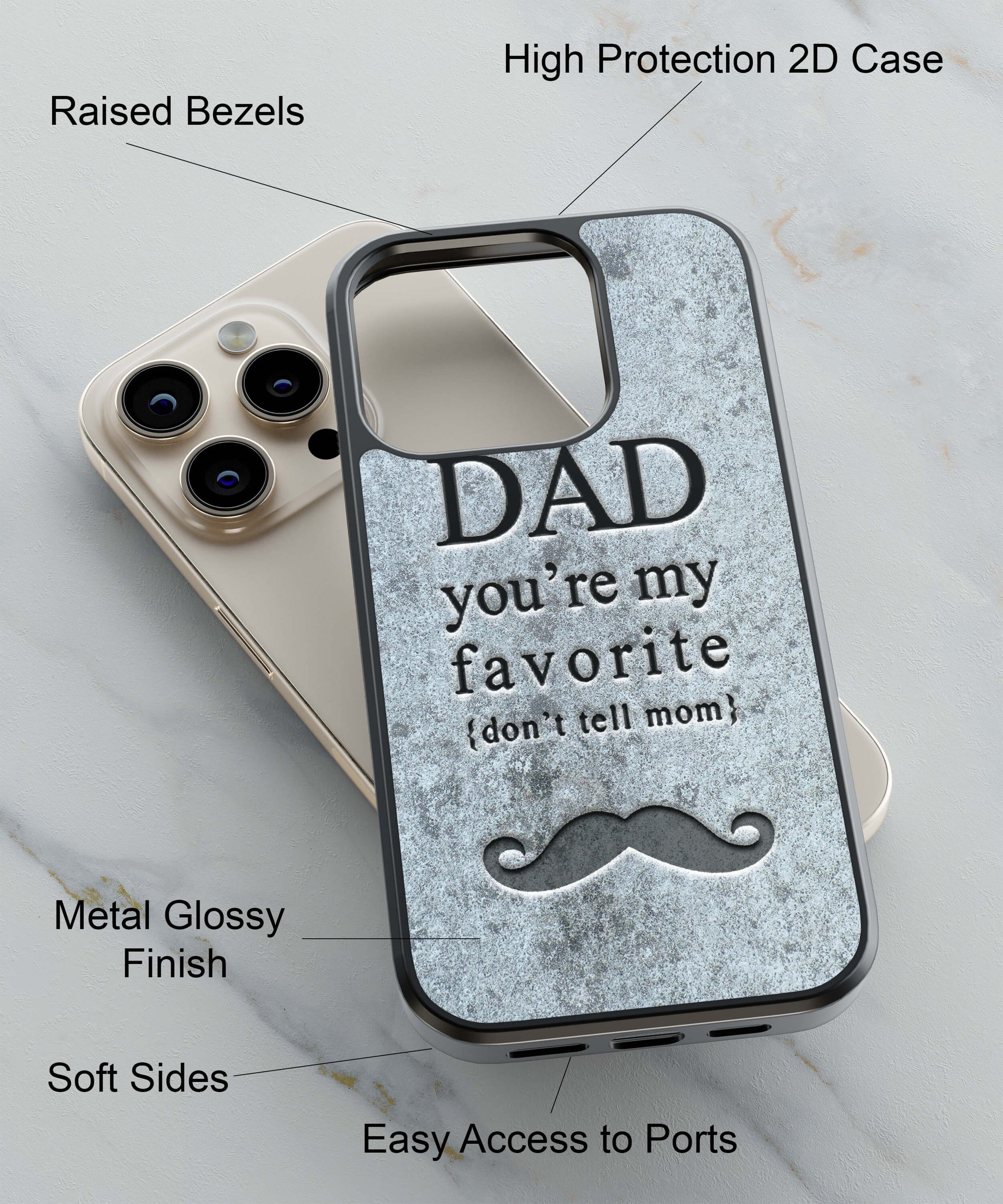 Dad You're my Favourite Back Cover for 2D Hybrid TPU And Metal CaseG0037Hybrid Metal TPU-Image 2