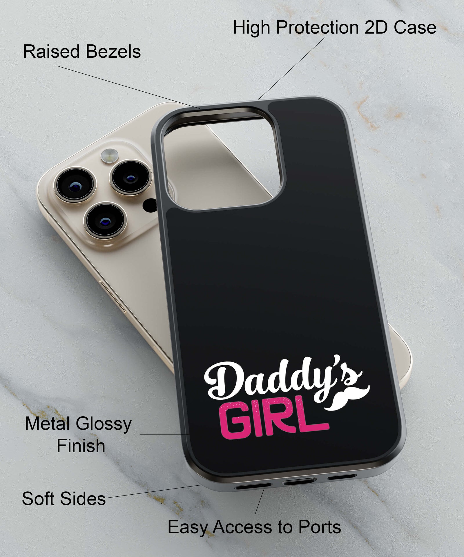 Daddy's Girl Back Cover for 2D Hybrid TPU And Metal CaseU0052Hybrid Metal TPU-Image 2