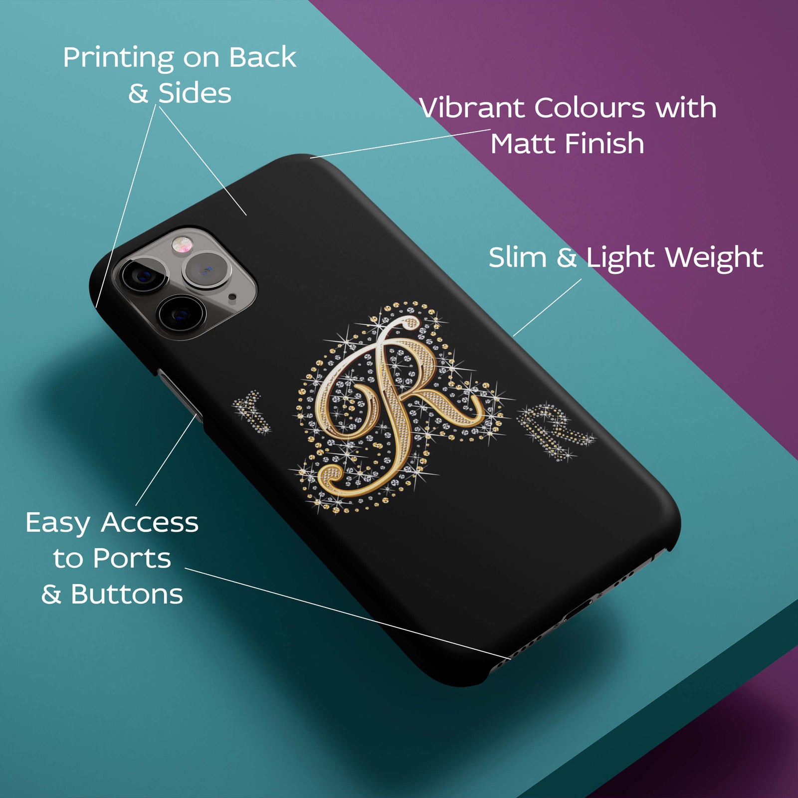 Decorated R Alphabet Back Cover for HardPlasticBT0085Hard Plastic-Image 2