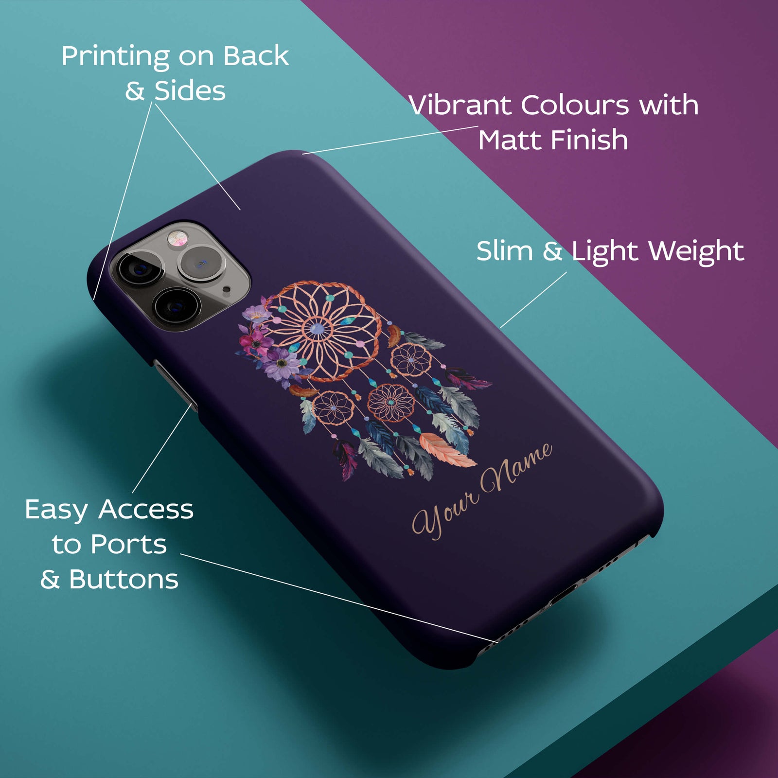 Dream Catcher with Name Back Cover for HardPlasticIK5012Hard Plastic