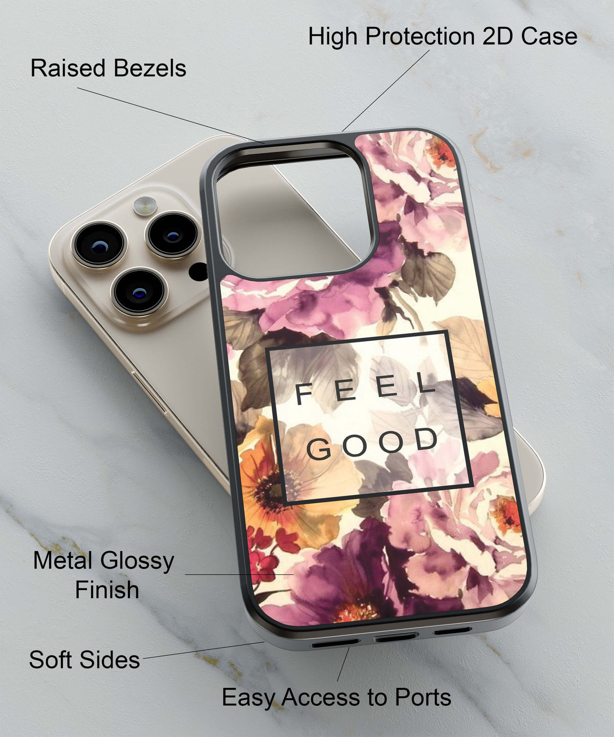 Feel Good Flowers Back Cover for 2D Hybrid TPU And Metal CasePS1324Hybrid Metal TPU-Image 2