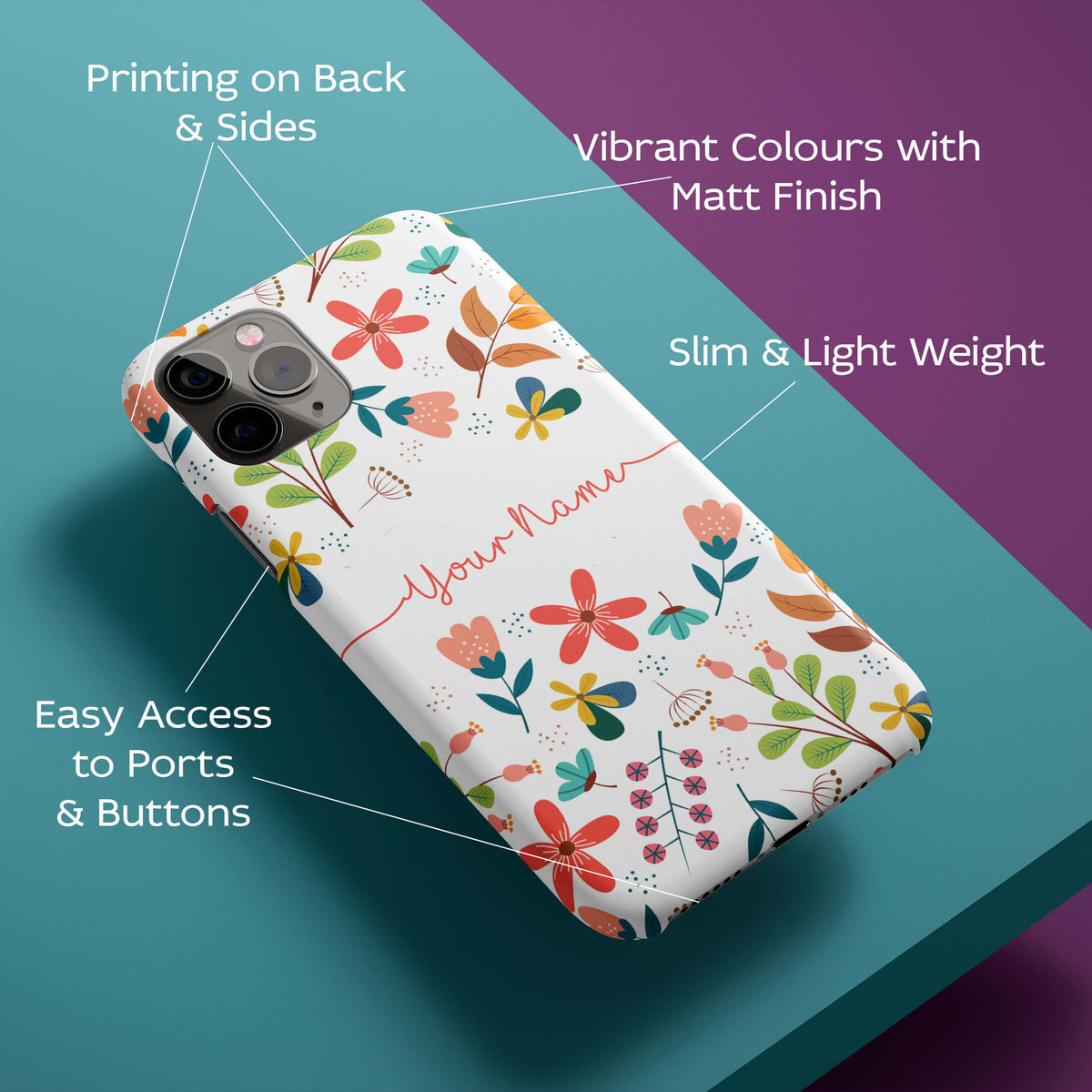 Flower with Name Back Cover for HardPlasticIK5002Hard Plastic-Image 2