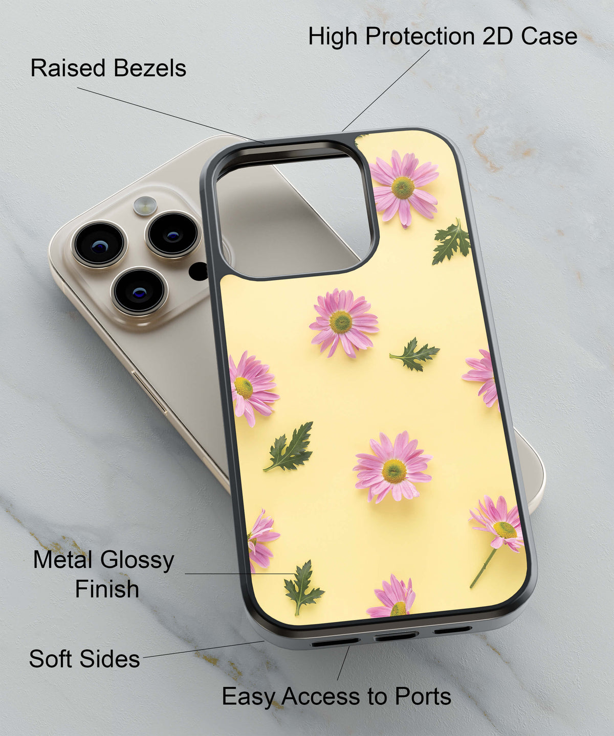 Flowery Bed Back Cover for 2D Hybrid TPU And Metal CaseIK0041Hybrid Metal TPU-Image 2